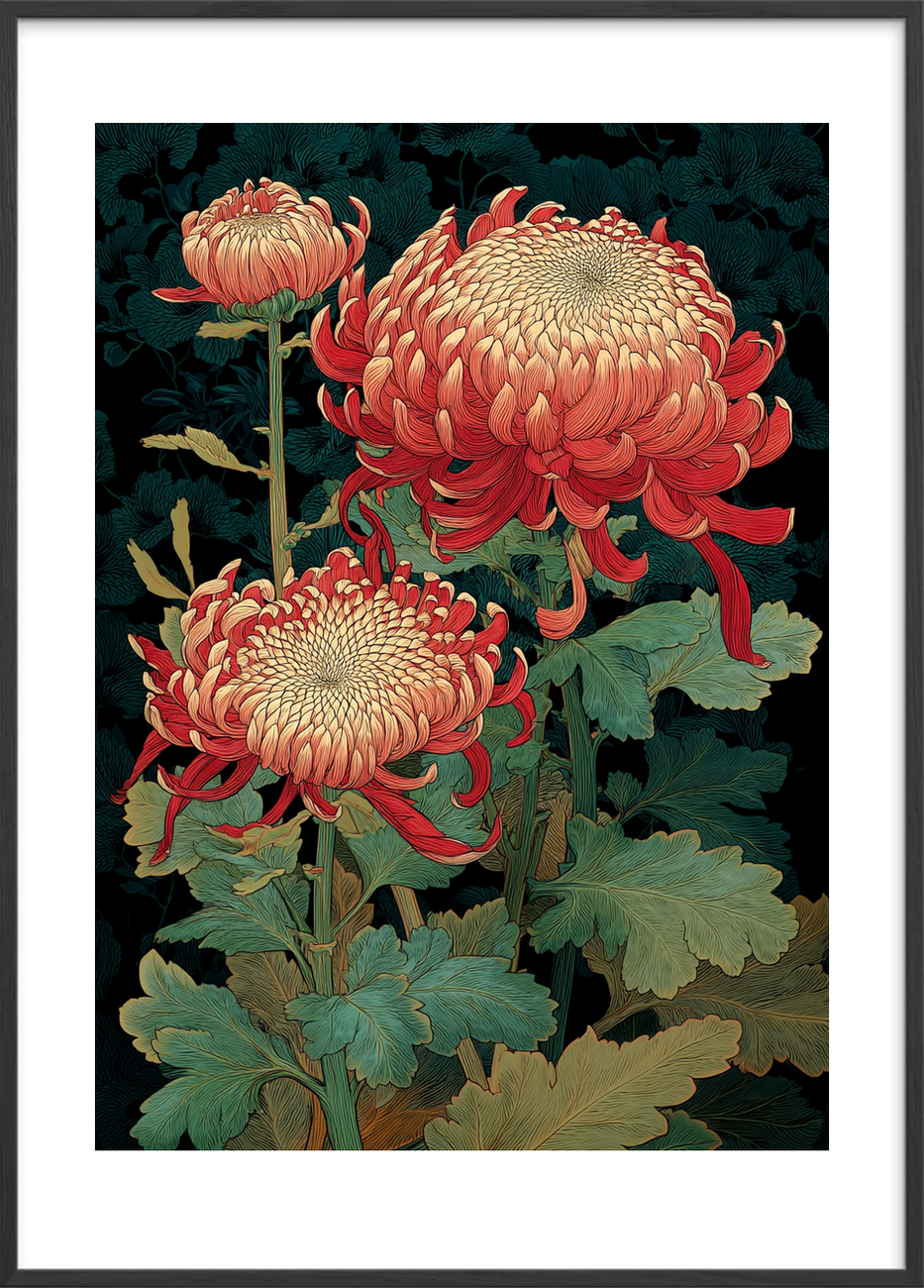 Fløjlsblomsternes varme hvisken - Black Frame, With White Border