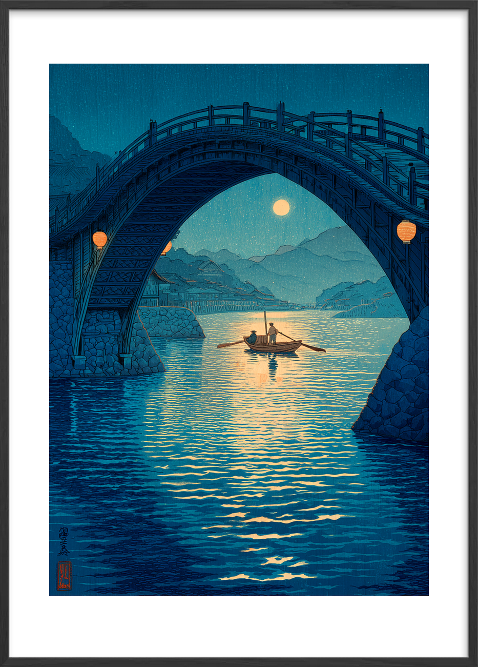 Månens stille hvisken - Black Frame, With White Border