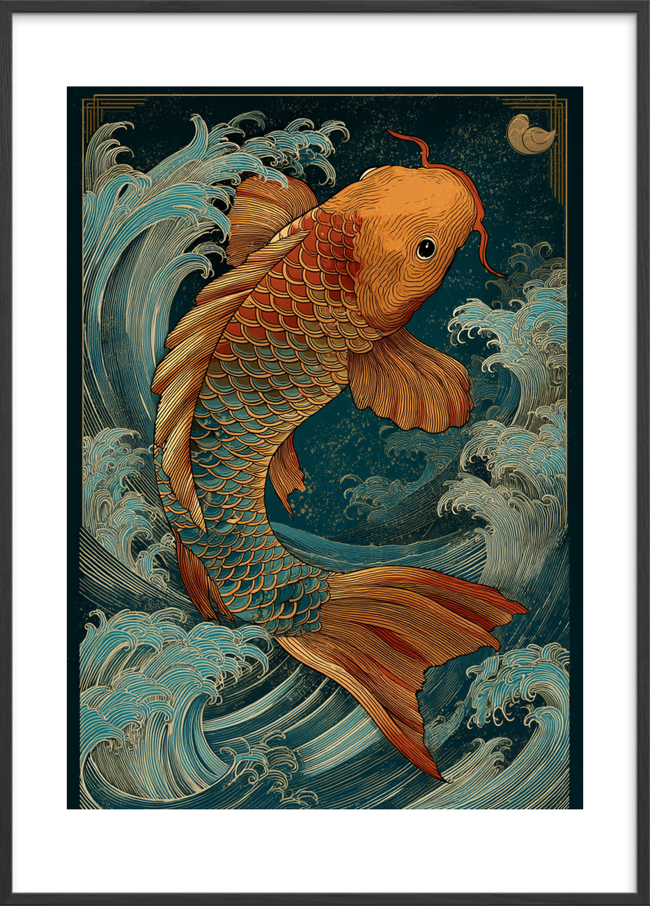 Bølgesang fra gyldne skæl - Black Frame, With White Border