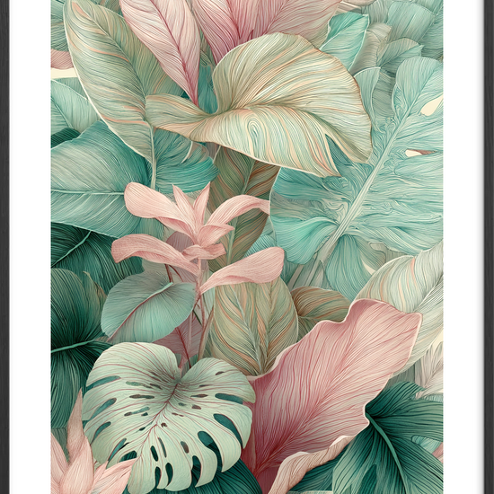 Hvisken af tropisk løv - Black Frame, With White Border