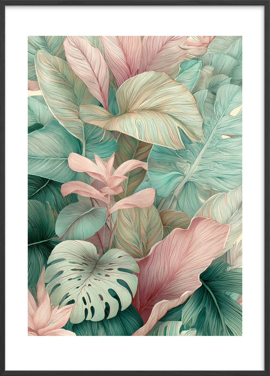 Hvisken af tropisk løv - Black Frame, With White Border