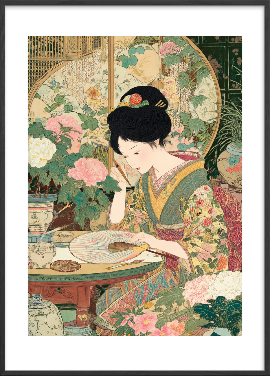 Silkens hvisken i skygger - Black Frame, With White Border