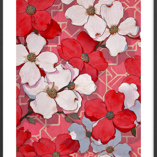 Fløjlsrødt sus af forår - Black Frame, With White Border