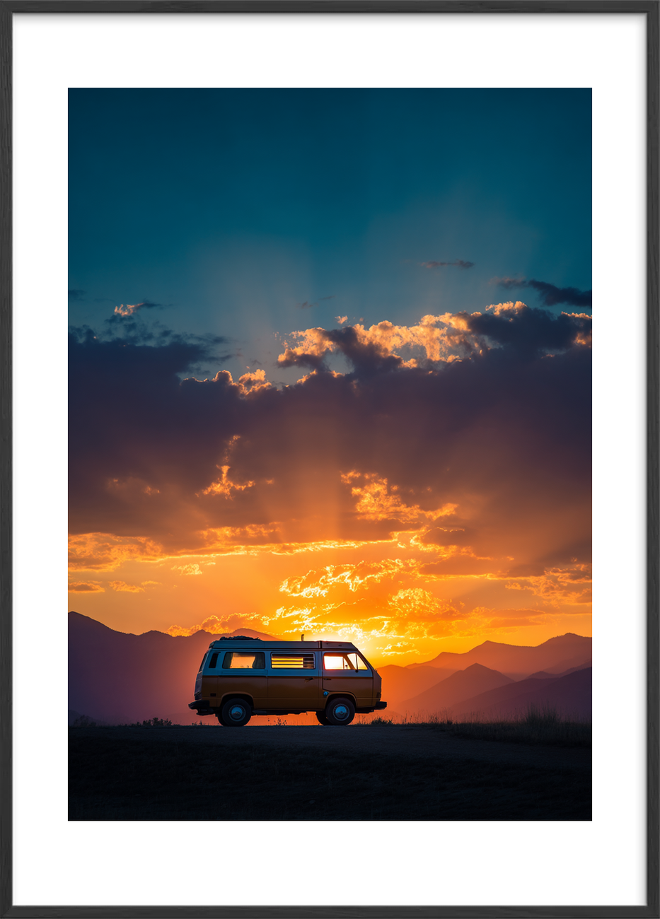 Solens varme hvisken - Black Frame, With White Border