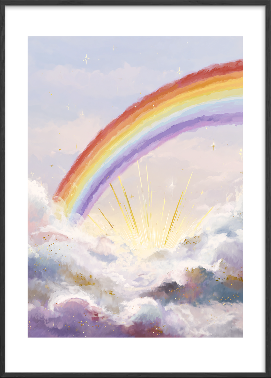 Regnbuens stille klang - Black Frame, With White Border