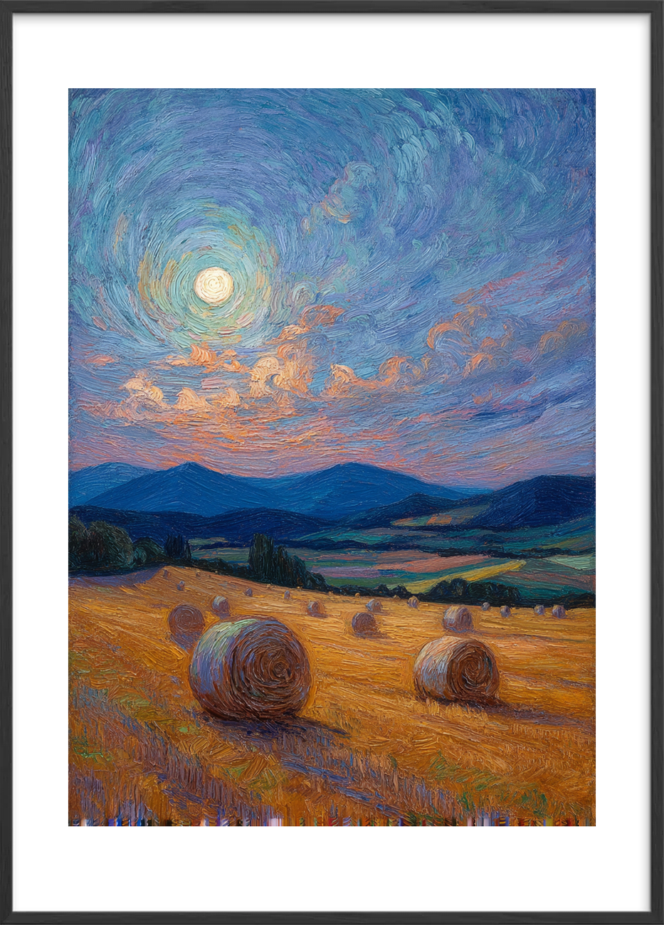 Måneskinsmusik over markerne - Black Frame, With White Border