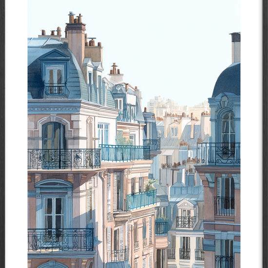 Hvisken fra smedejernsbalkoner - Black Frame, With White Border