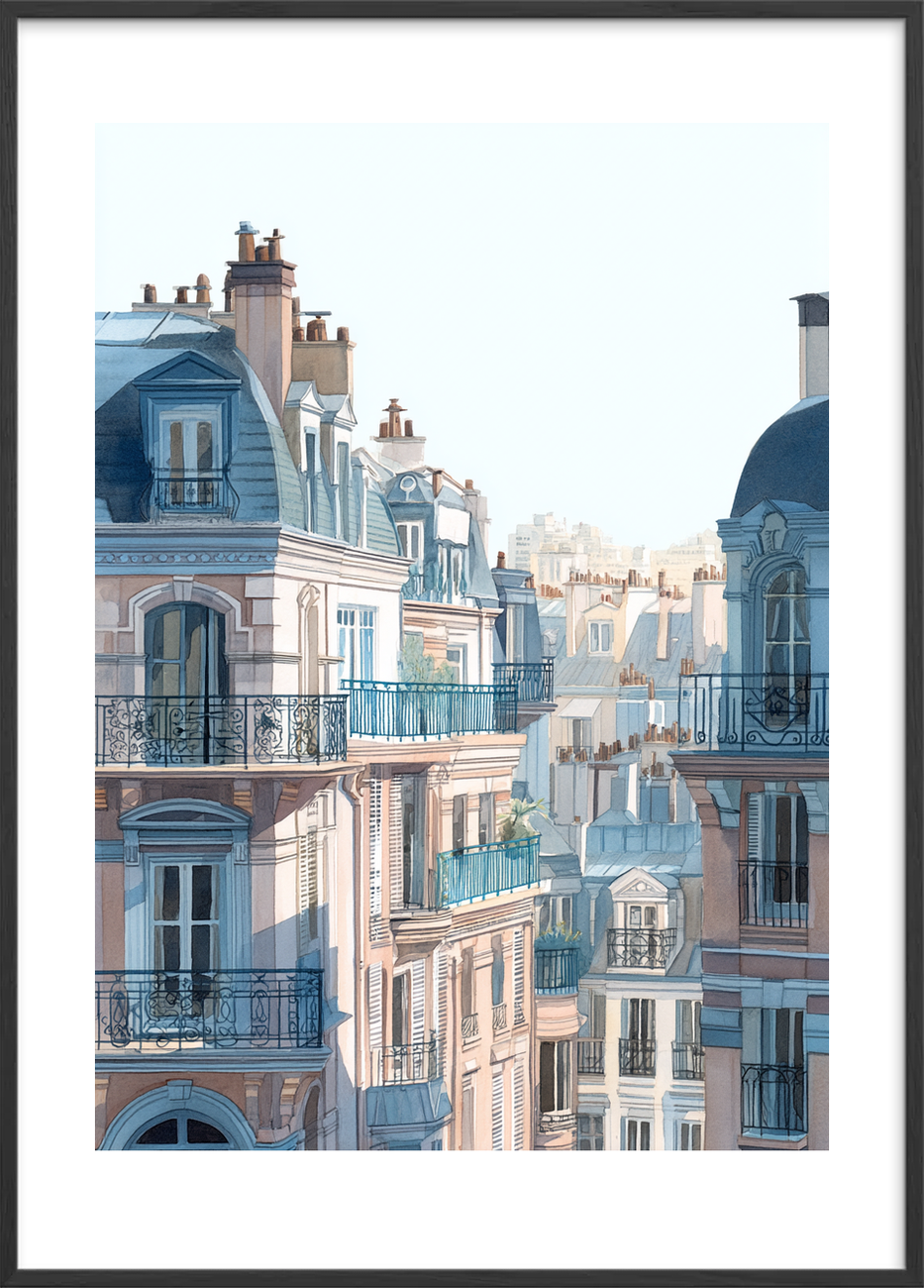 Hvisken fra smedejernsbalkoner - Black Frame, With White Border