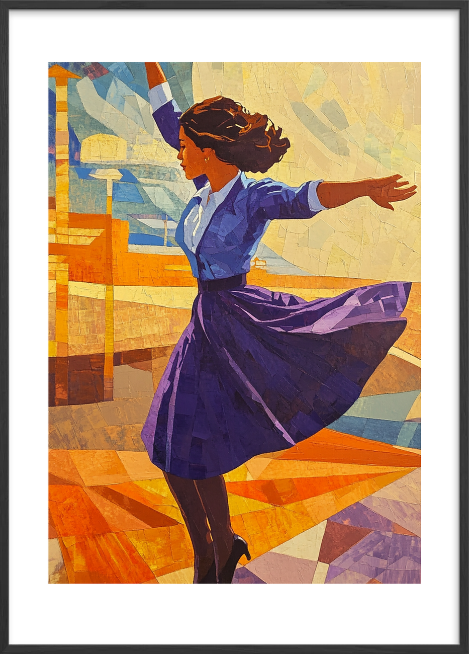 Omdrejning i lilla - Black Frame, With White Border