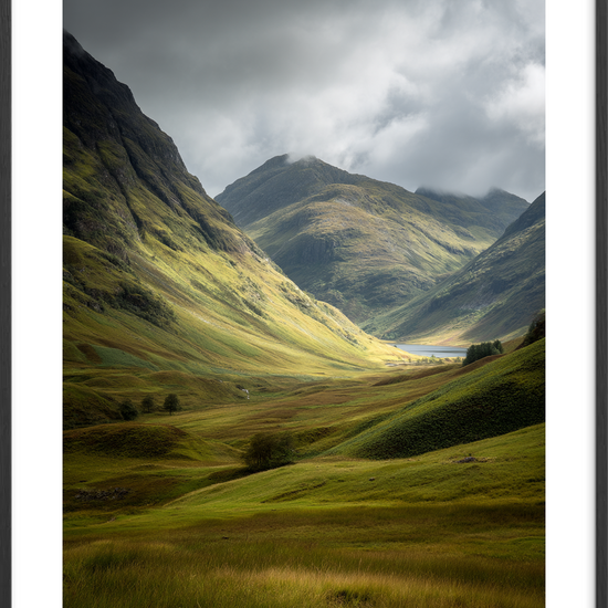 Vindens hvisken i dalen - Black Frame, With White Border