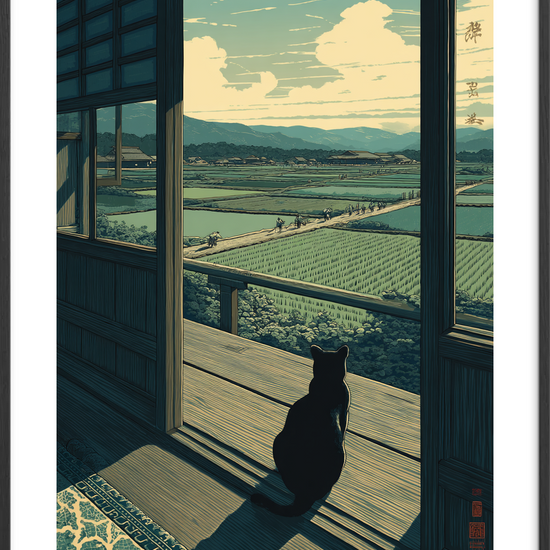 Sommerens hvisken over rismarker - Black Frame, With White Border