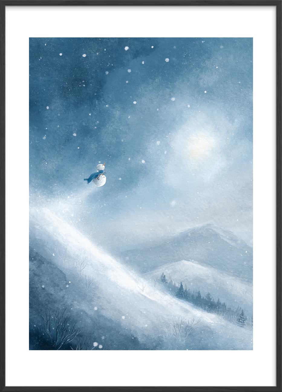 Vinden smager af frost - Black Frame, With White Border