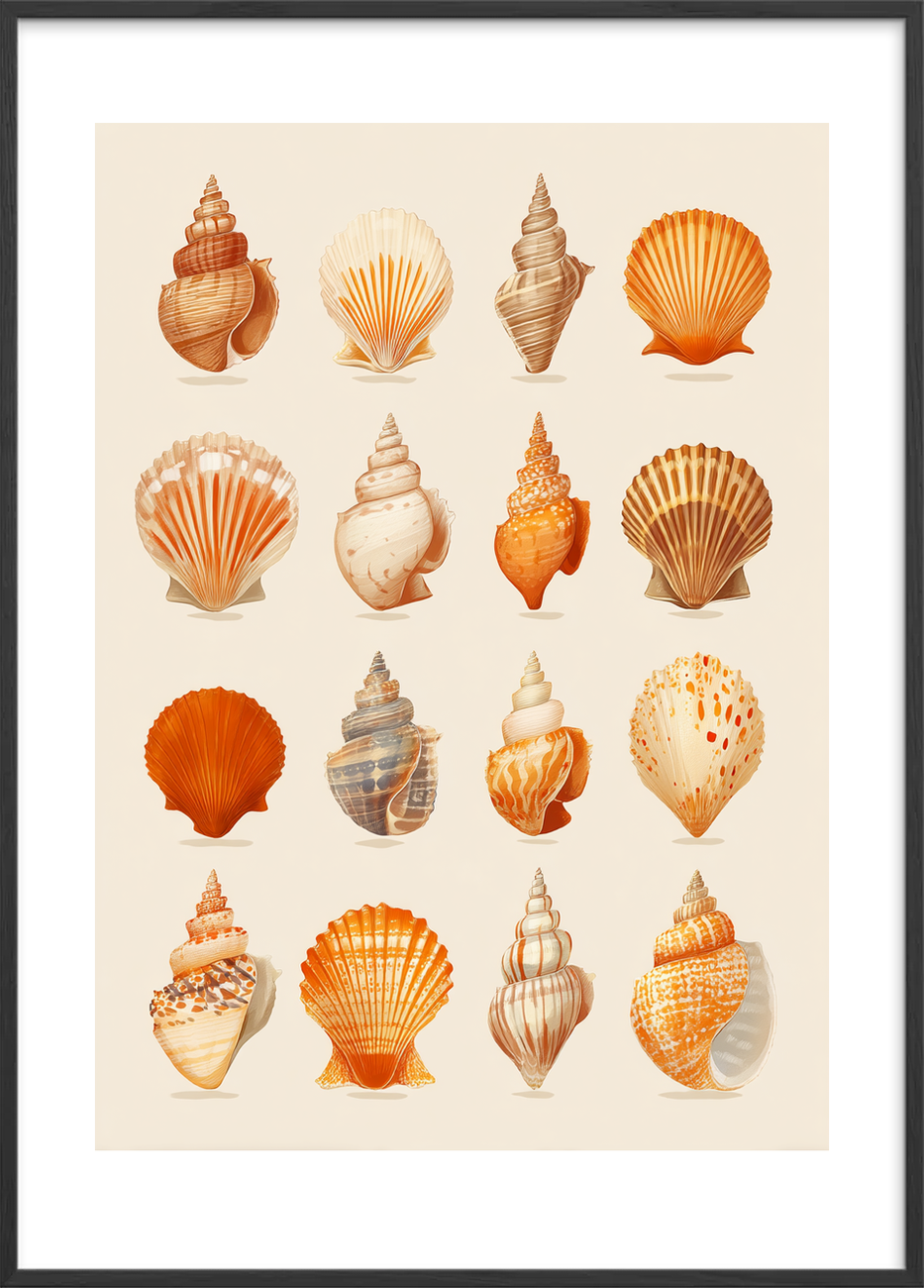 Havets sagte hvisken - Black Frame, With White Border