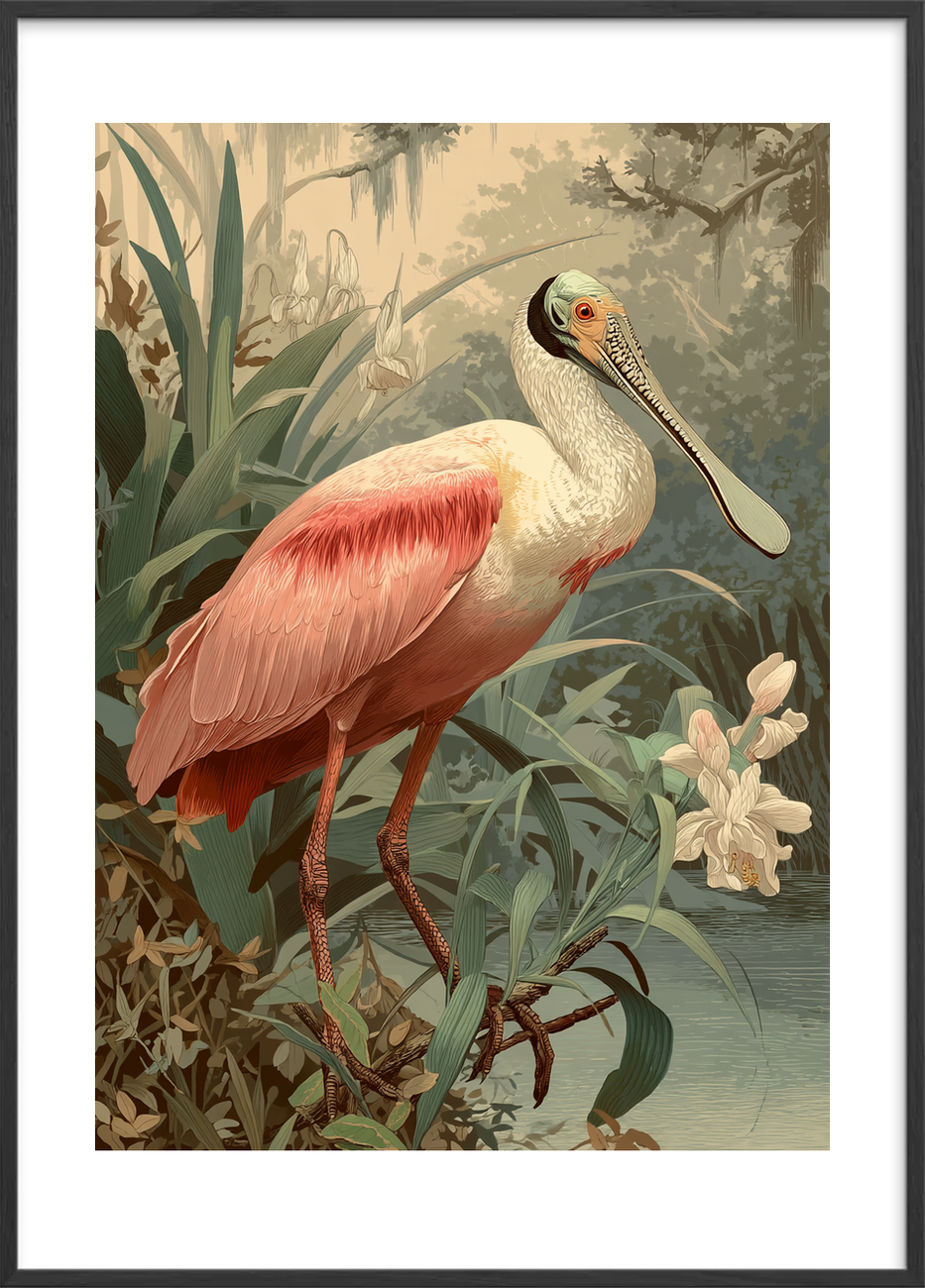 Salt på silkefjer - Black Frame, With White Border