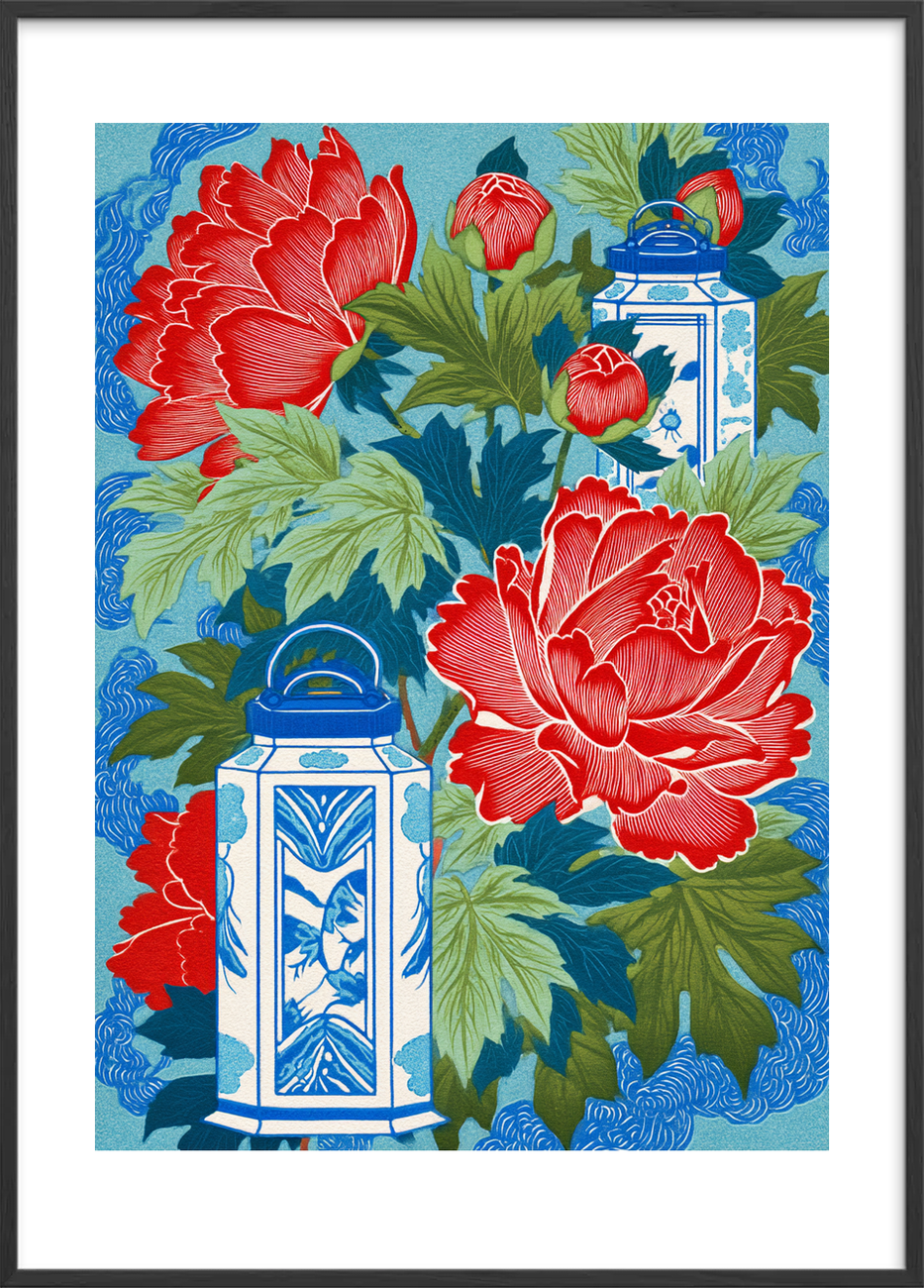 Silke under måneskin - Black Frame, With White Border