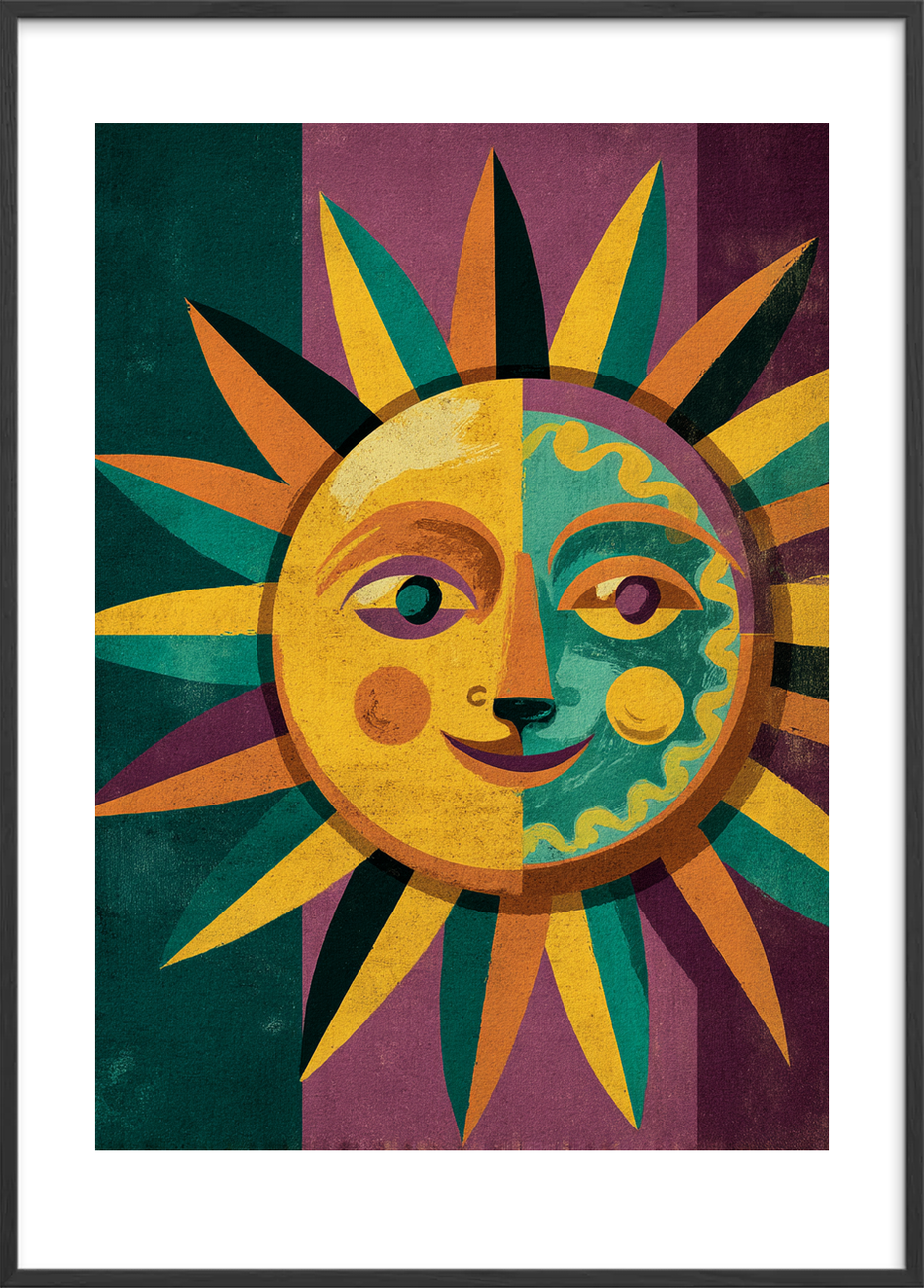 Solens lune hvisken - Black Frame, With White Border