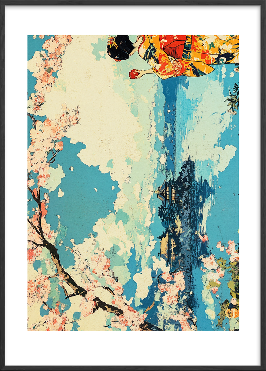 Afstandens teceremoni ved blå brudflader - Black Frame, With White Border