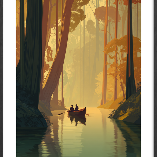 Skovens hvisken - Black Frame, With White Border