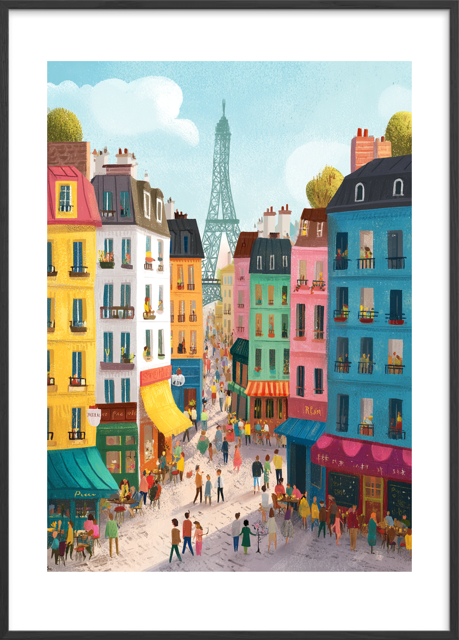 Kaffeduft og brostensklang - Black Frame, With White Border