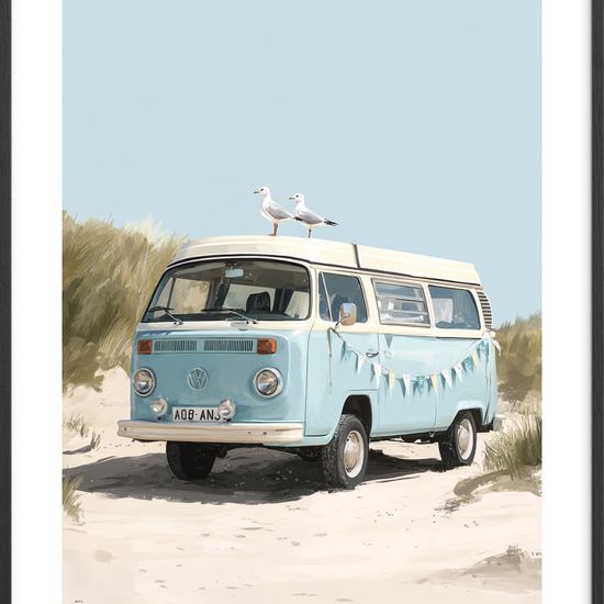 Mågernes sang over lakken - Black Frame, With White Border