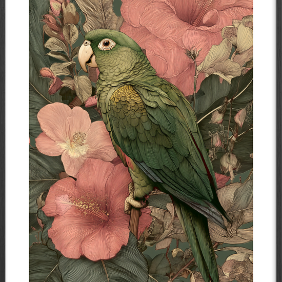 Tropens hvisken i fjer - Black Frame, With White Border