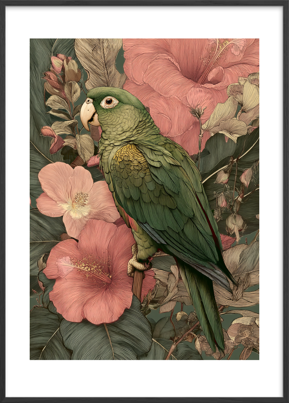 Tropens hvisken i fjer - Black Frame, With White Border