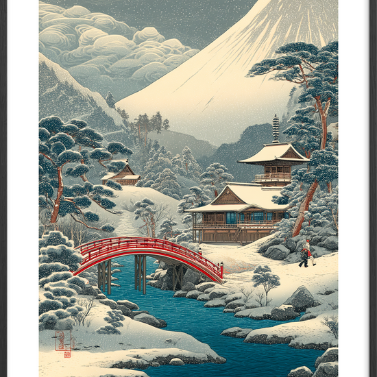 Sneens hvisken ved broen - Black Frame, With White Border