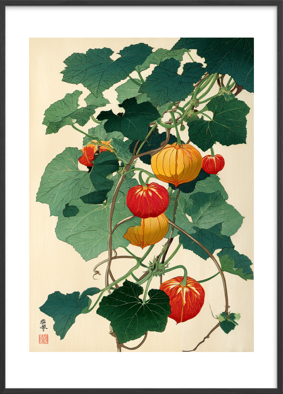 Hviskende lanterner i vinden - Black Frame, With White Border