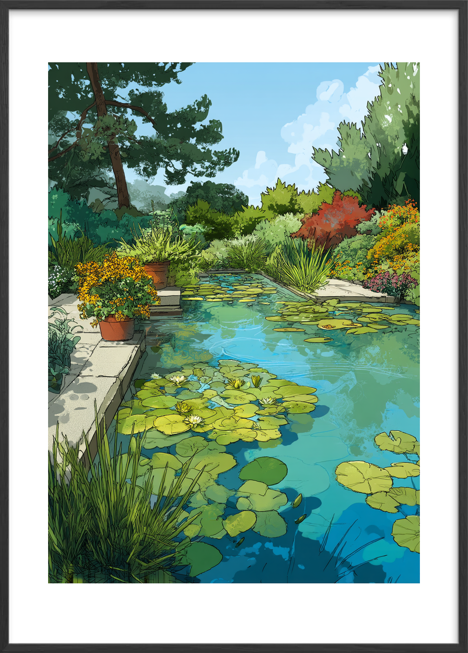 Vandets stille sang - Black Frame, With White Border