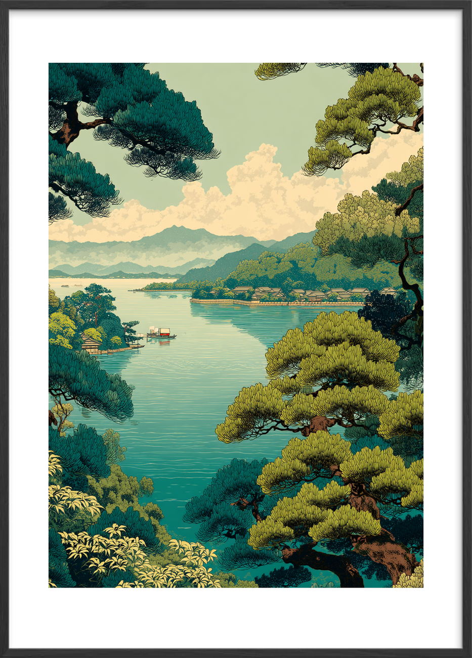 Bølgernes stille hvisken - Black Frame, With White Border