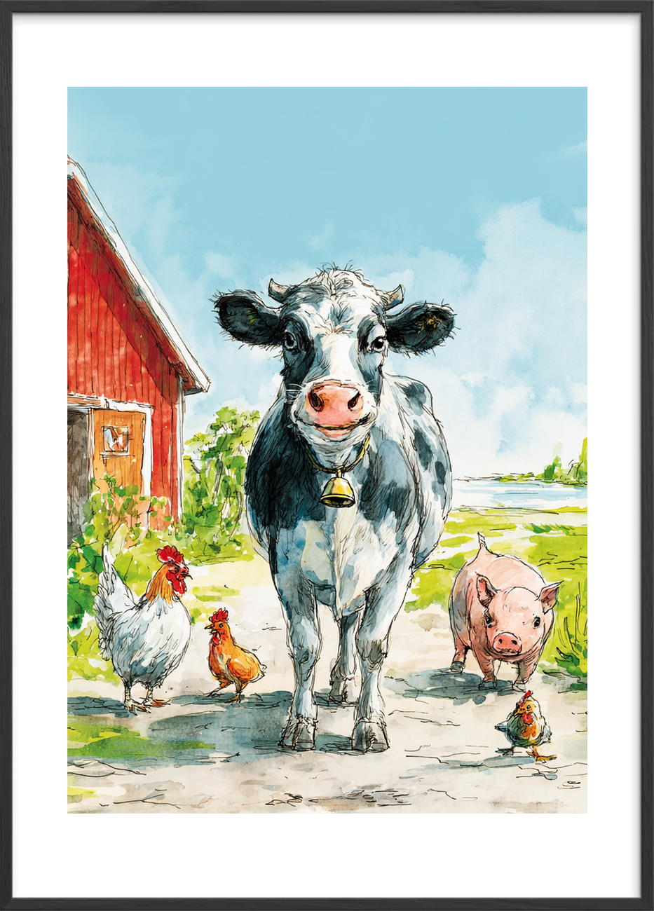 Klokkens lune sang - Black Frame, With White Border