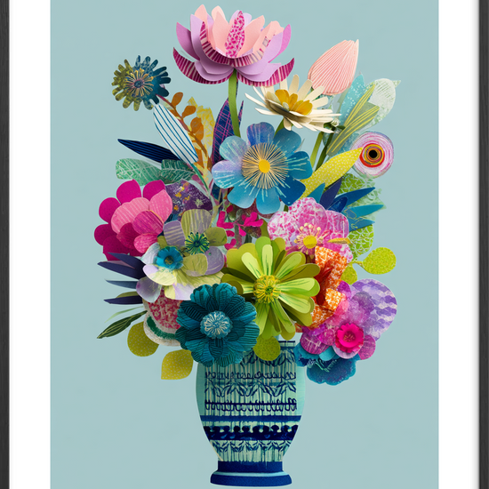 Vasesang i pastelfarver - Black Frame, With White Border