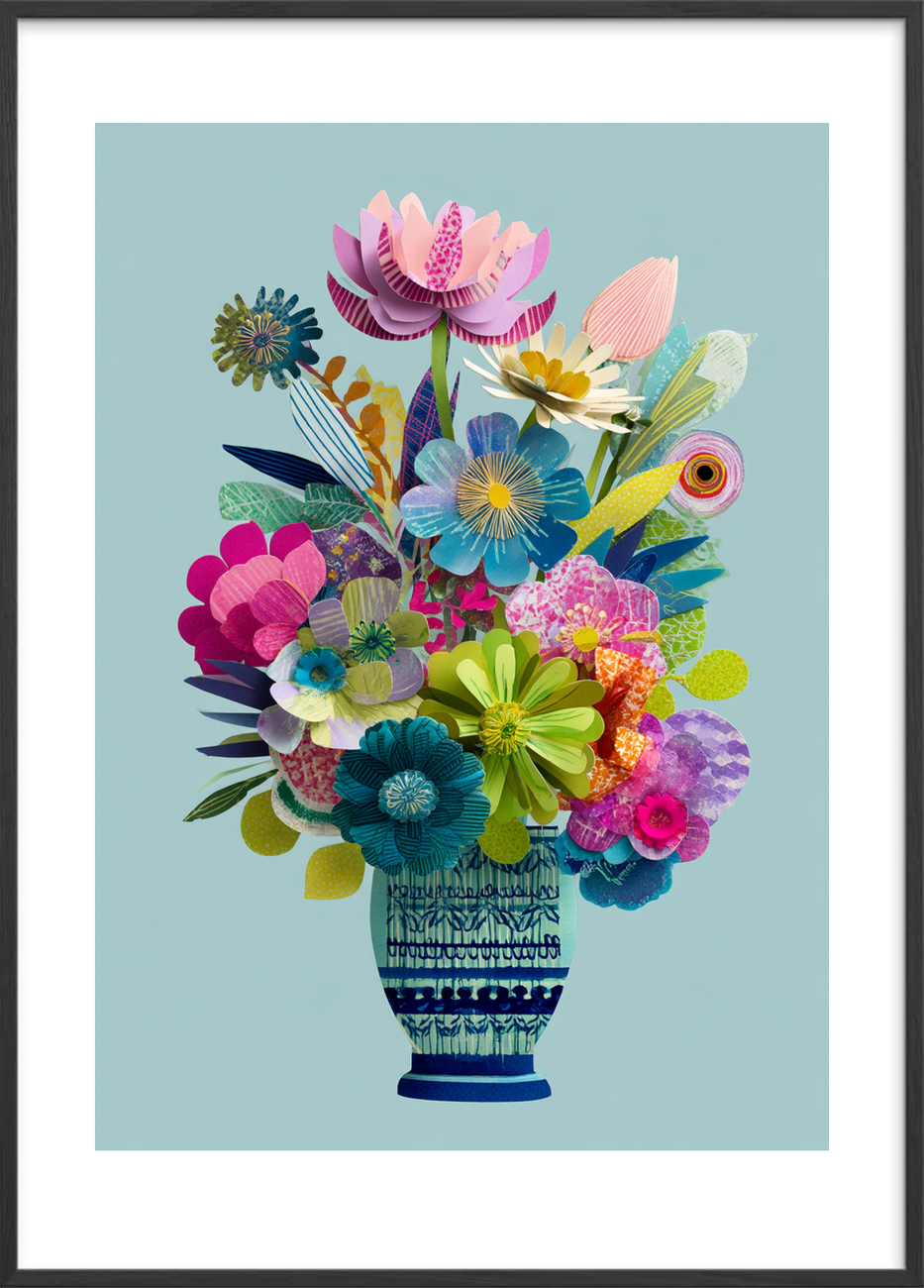 Vasesang i pastelfarver - Black Frame, With White Border