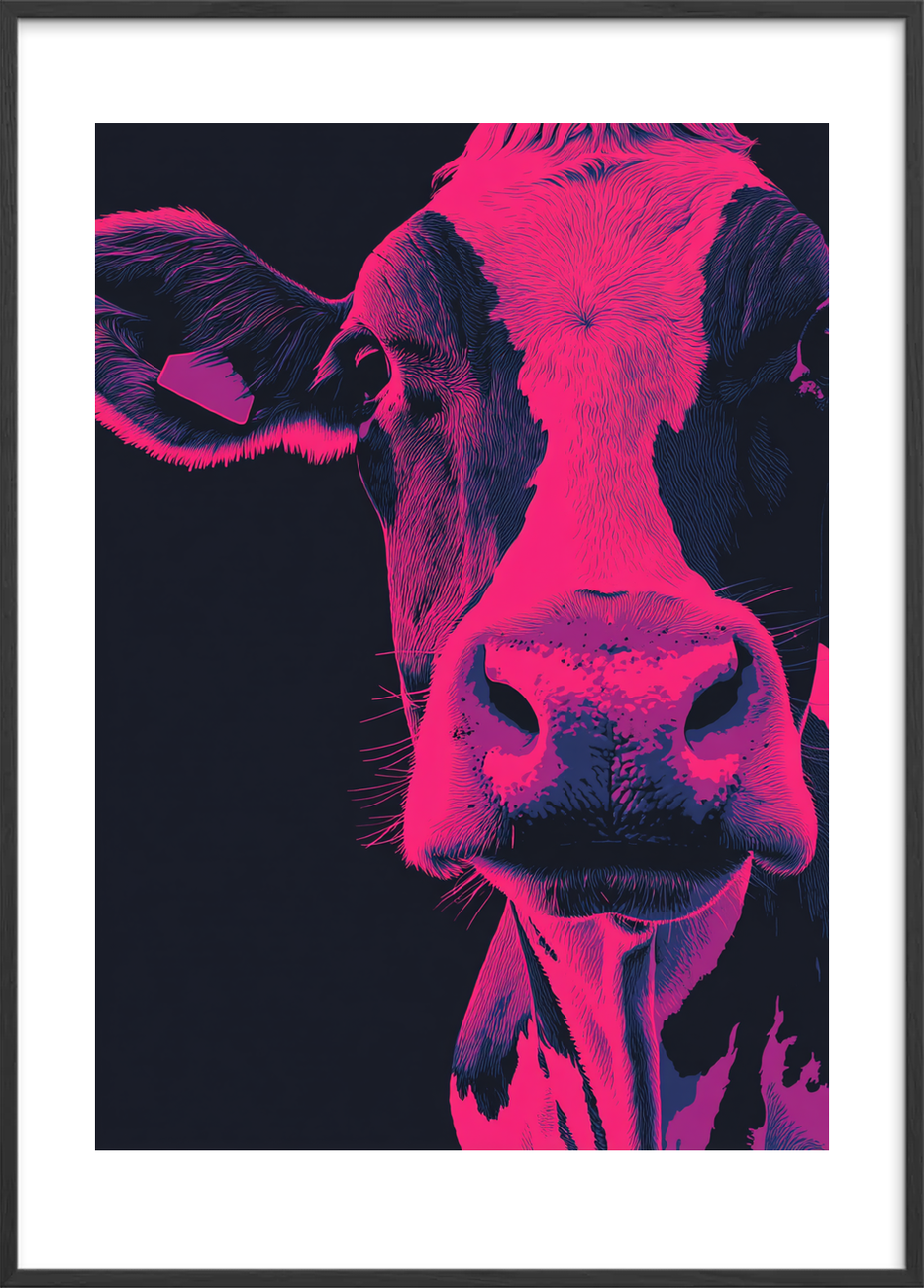 Neonkoens stille åndedræt - Black Frame, With White Border