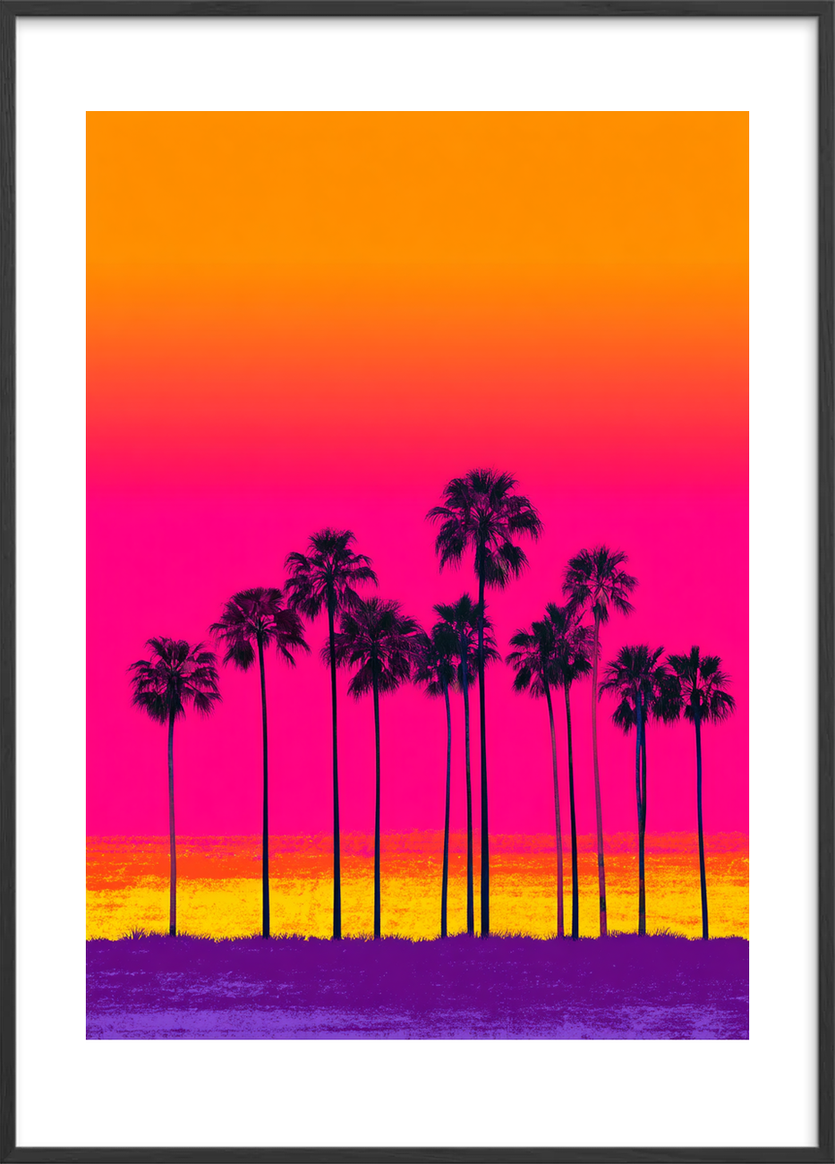 Sommerens sus i neon - Black Frame, With White Border