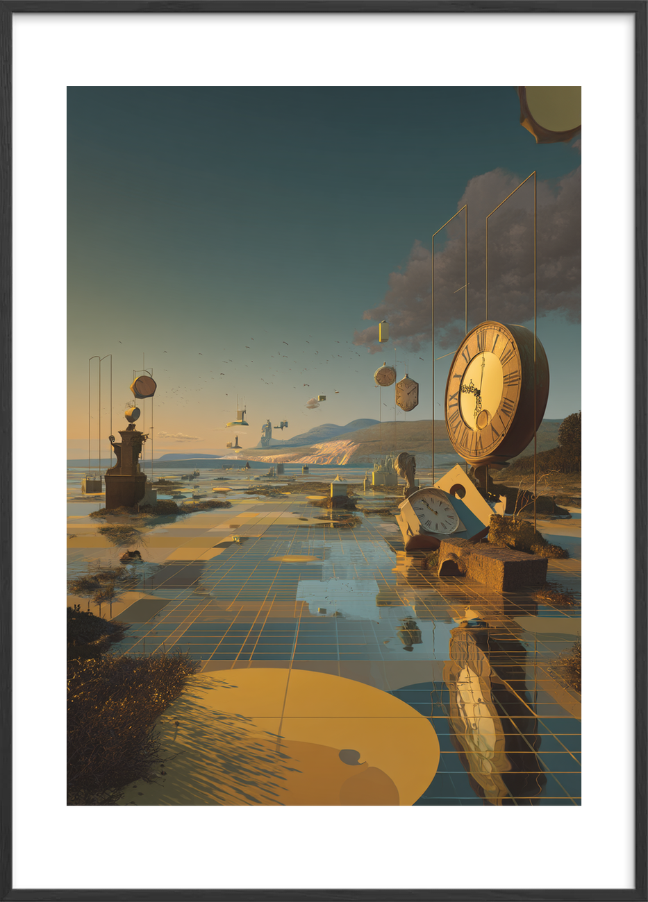 Tidens hvisken over havet - Black Frame, With White Border