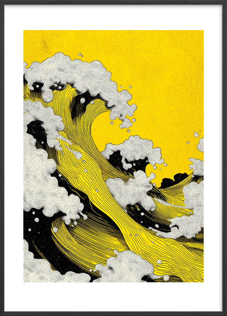 Hviskende gyldne bølger - Black Frame, With White Border