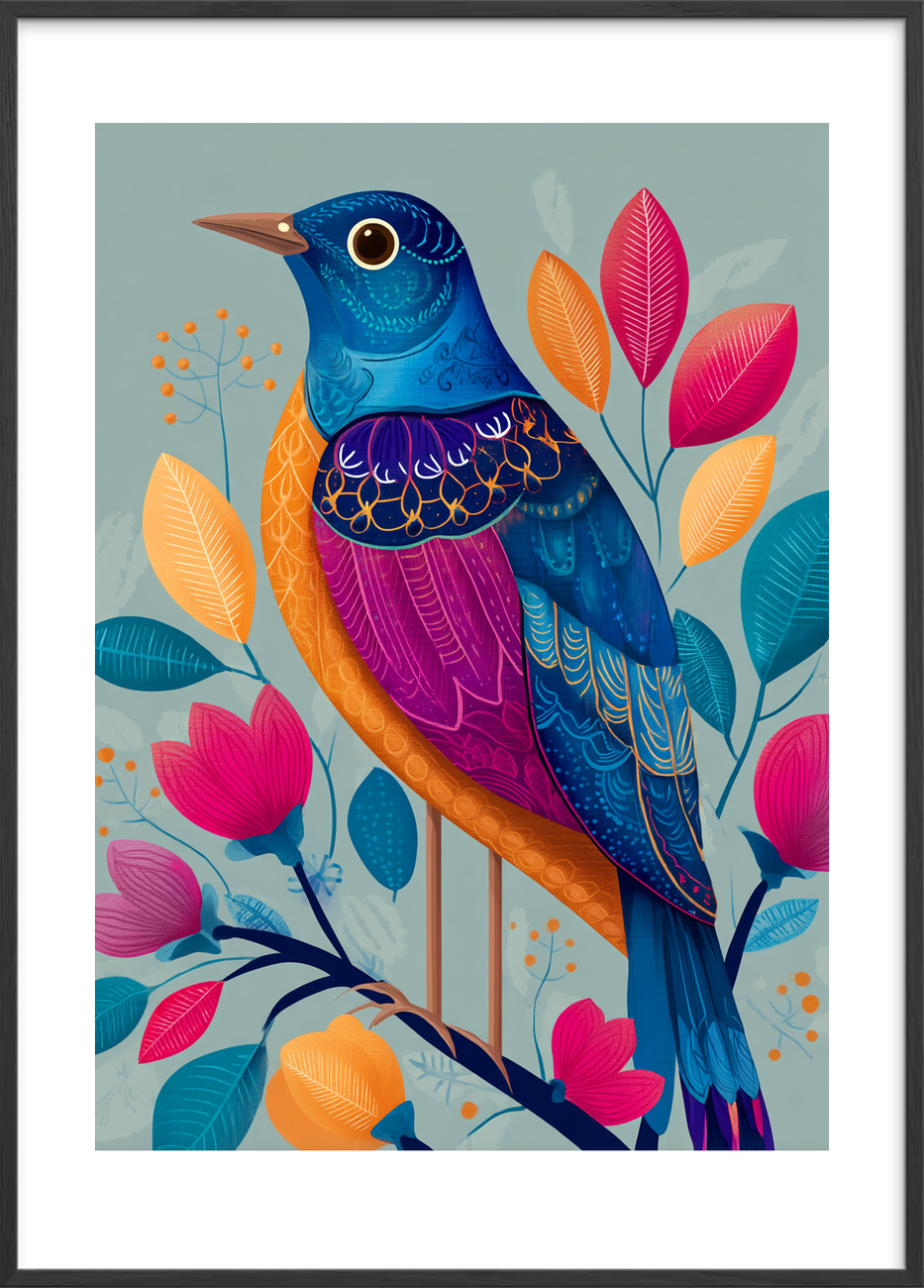 Hvisken af farvede fjer - Black Frame, With White Border