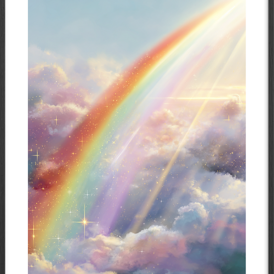 Regnbuens stille hvisken - Black Frame, With White Border