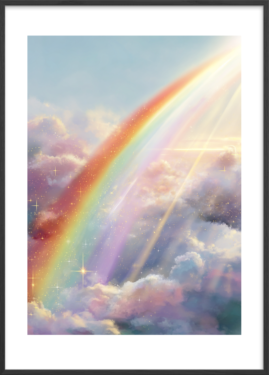 Regnbuens stille hvisken - Black Frame, With White Border