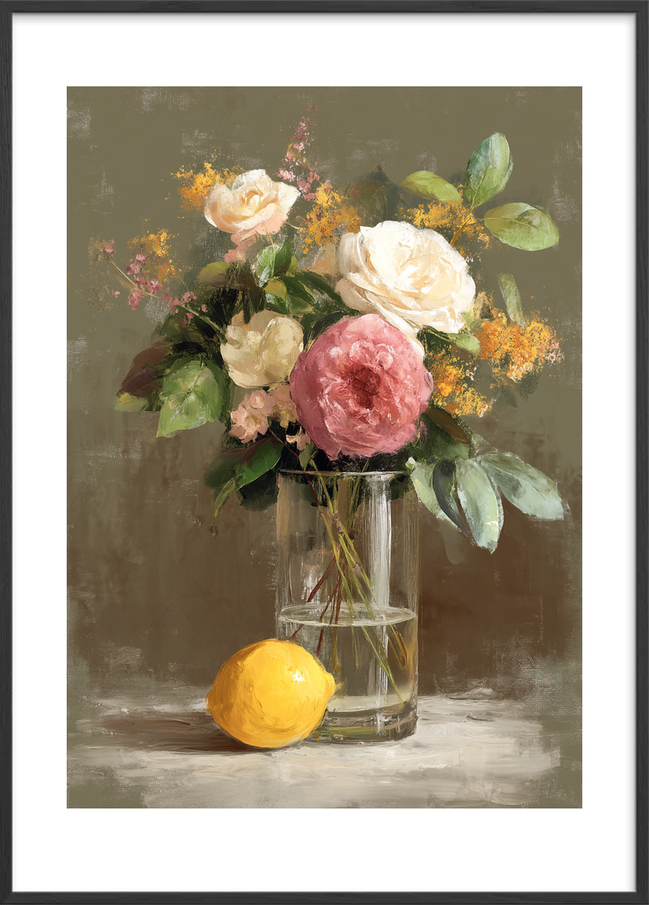 Hvisken af silke og citron - Black Frame, With White Border