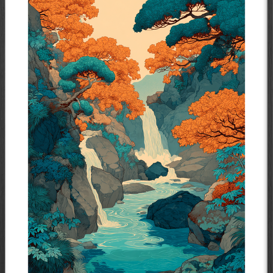 Vandets hvisken i kløften - Black Frame, With White Border