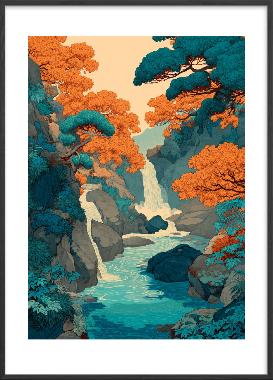 Vandets hvisken i kløften - Black Frame, With White Border