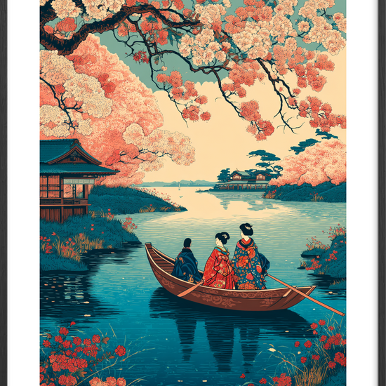 Forårets hvisken over vandet - Black Frame, With White Border