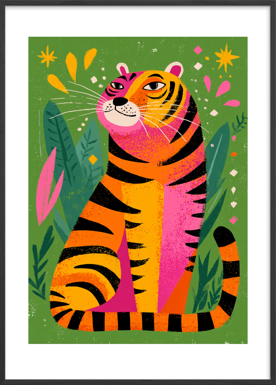 Stille brøl i farver - Black Frame, With White Border