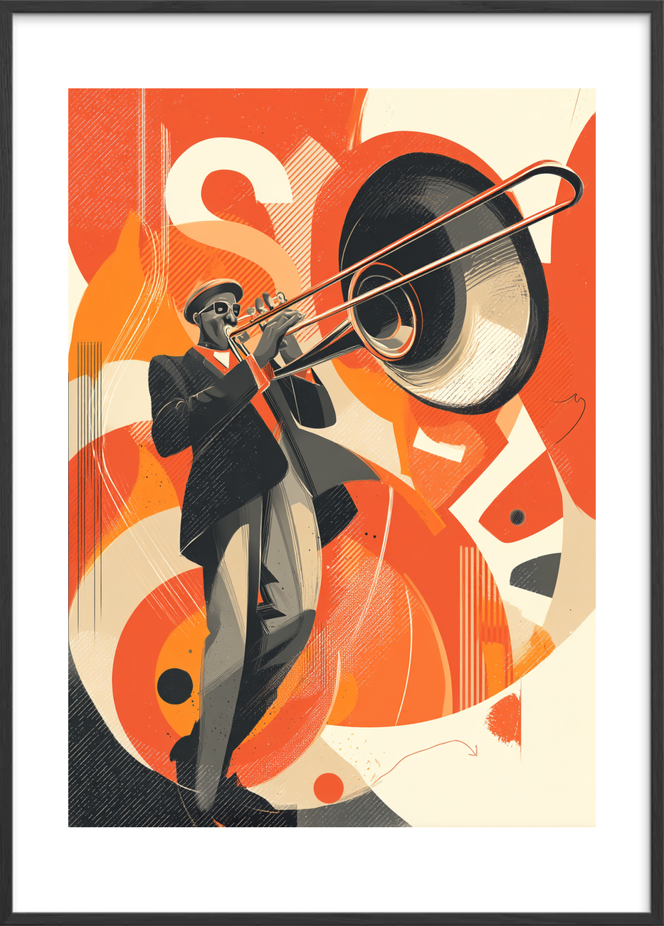Trombonens varme rumklang - Black Frame, With White Border