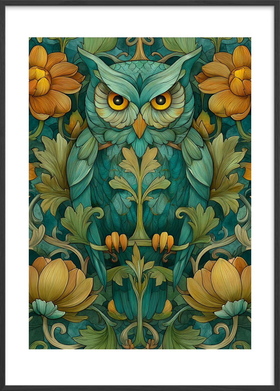 Uglens smaragdklang - Black Frame, With White Border