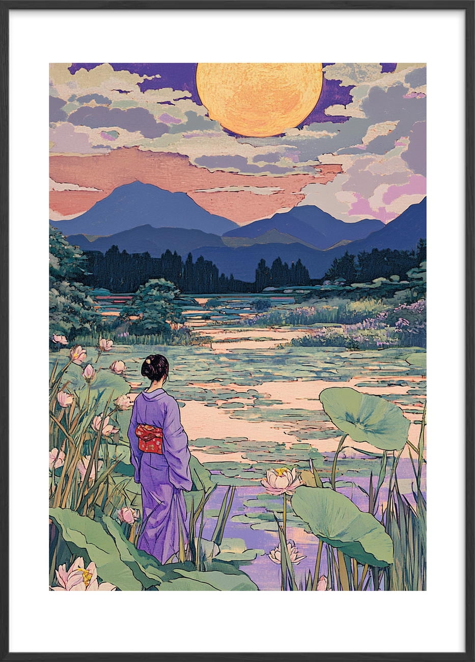 Vandfladernes langsomme svar - Black Frame, With White Border