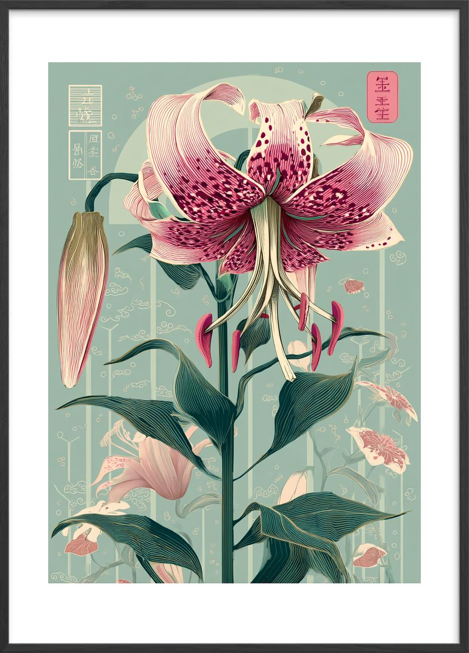 Stille hvisken fra liljen - Black Frame, With White Border