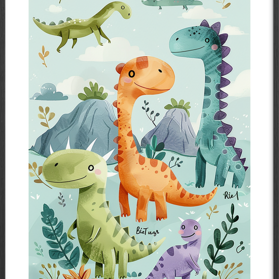 Dovne dinosaurernes bløde sus - Black Frame, With White Border